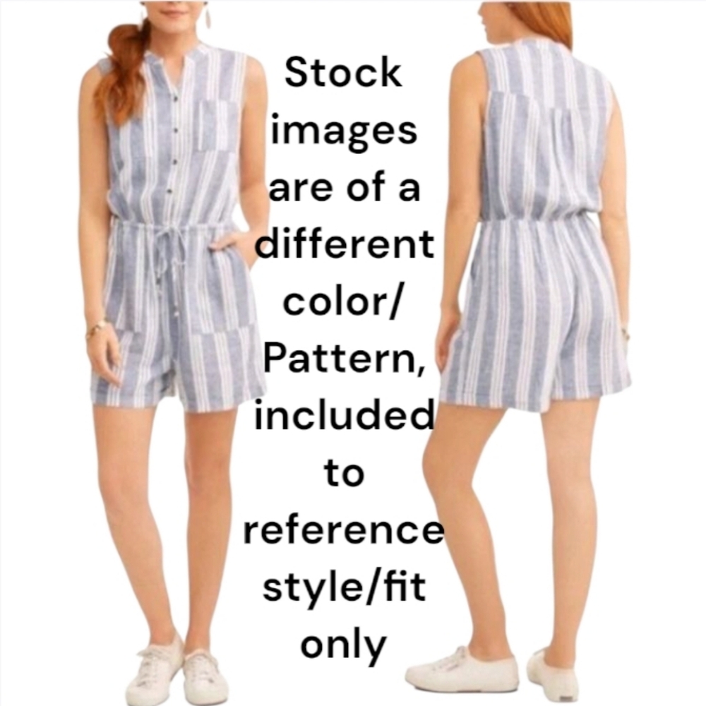 Kelly Renee Linen Stripe Shorts Romper - Picture 3 of 9